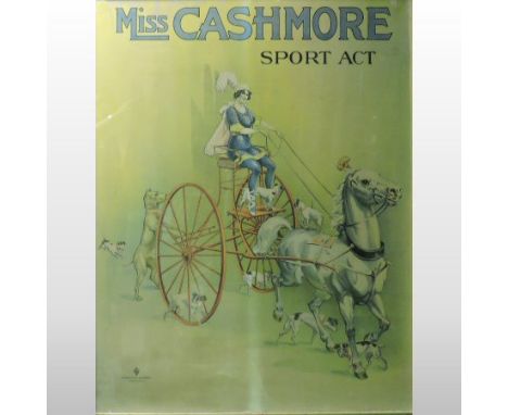 An early 20th century 'Miss Cashmore Sport Act' advertising poster, published by Andreasen and Lachmann, Copenhagen, 105 x 82
