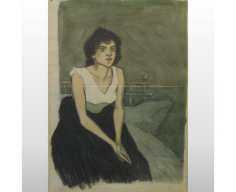 After Theophile Alexandre Steinlen, (1859-1923), Femme Assise Sur Un Lit, lithograph, 48 x 34cm, bearing a label for Momart