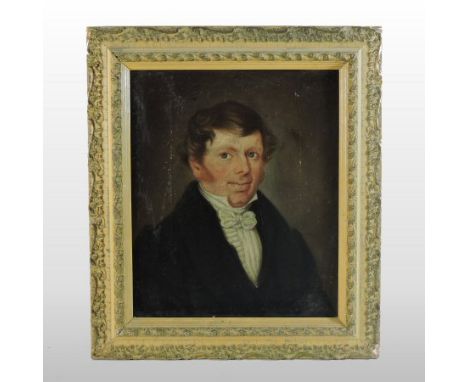 English school, (19th century), portrait of a gentleman, oil on canvas, 29 x 24cm, in a gilt frame