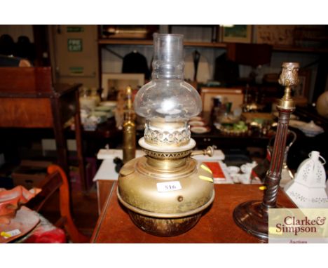 A brass oil lamp