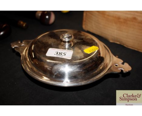 A silver plated warming dish, stamped R&amp;B