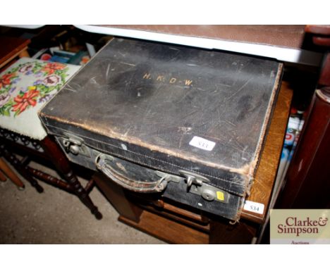 A vintage leather vanity case