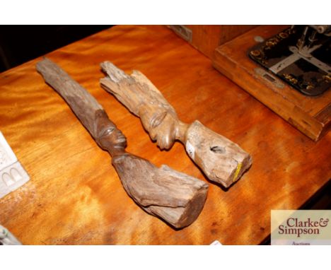 Two Ethnic carved hardwood figures