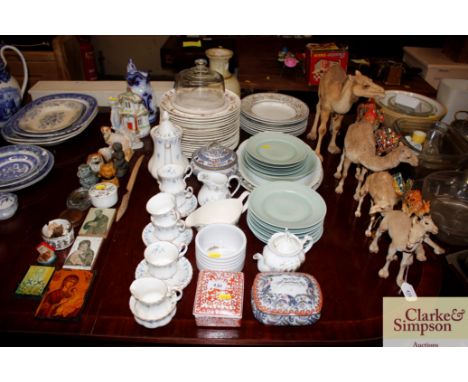 A collection of various Victorian and later plates; Royal Albert bone china tea ware etc.