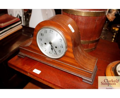 A 1920's mahogany cased striking mantel clock