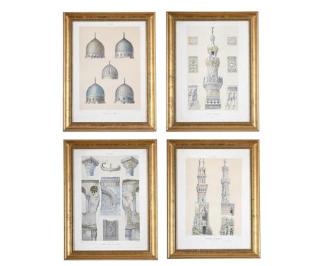 SET OF FOUR LITHOGRAPHS ART ARABE, PARALLELE DE DOMES; PARALLELE DE MINARETS; MOSQUEE DE QAYTBAY; MOSQUEE D'AHMED-IBN-TOULON 
