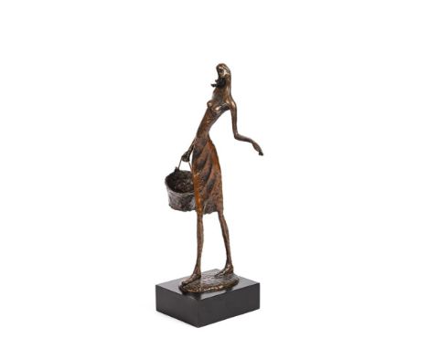 BERNARD KIM (SOUTH KOREAN B.1942)  WATER CARRIER 20TH CENTURY Signed to base Bronze 47cm high including base, base 15 x 12.5c