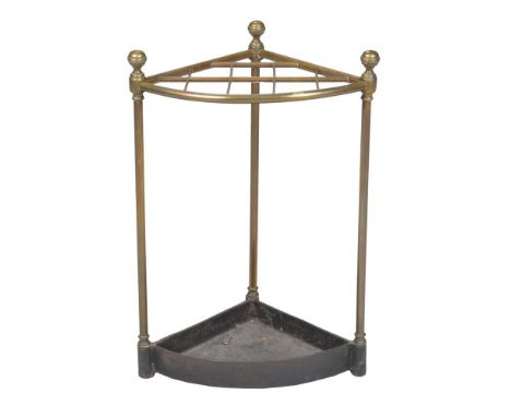 A VICTORIAN BRASS AND CAST IRON STICK STAND SECOND HALF 19TH CENTURY 62.5cm high, 43cm wide, 30cm deep   Condition Report:  P