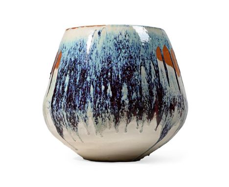 A CHINESE POLYCHROME GLAZED PLANTER 20TH CENTURY Of large proportion,  61cm high 48cm wide at the aperture   Provenance: Guin
