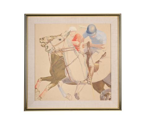 KENNETH STEVENS MACINTIRE (AMERICAN 1891-1979) POLO PLAYERS  Oil on canvas laid to board  Signed (lower left) 74.5 x 74.5cm (