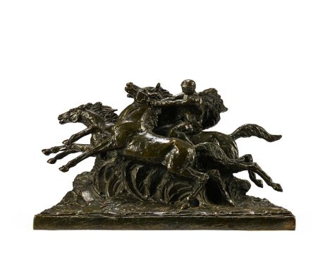 PAUL SILVESTRE (B.1884 -) A LARGE BRONZE EQUESTRIAN GROUP 'LA CHEVAUCHÉE'  CAST BY SUSSE FRERES, EARLY 20TH CENTURY  Signed t