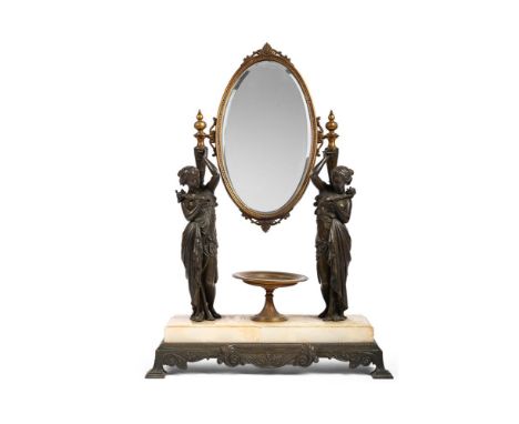 A FRENCH GILT AND PATINATED BRONZE TOILET MIRROR LATE 19TH CENTURY 68cm high, 48cm wide, 17cm deep  Condition Report:  PLEASE