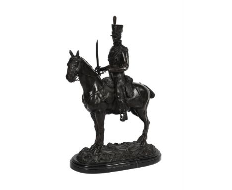 After John Rattenbury Skeaping, RA (British, 1901-1980) A BRONZE STUDY OF AN OFFICER OF THE XVII LANCERS  57cm high, 41cm wid