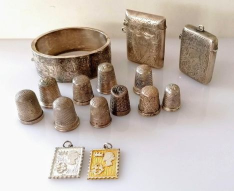 A selection of ten silver thimbles: two by Charles Horner, Chester, two by Henry Griffith &amp; Sons Ltd., and six others; tw