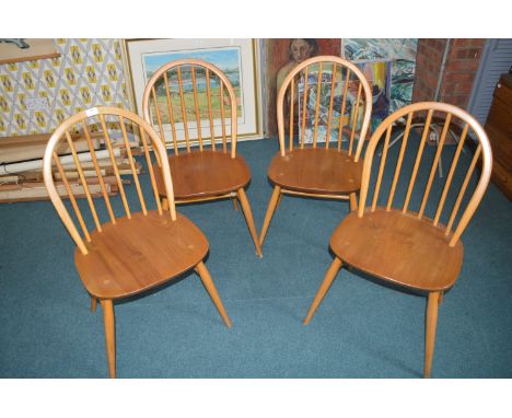 Four Ercol Hoopback Kitchen Chairs 