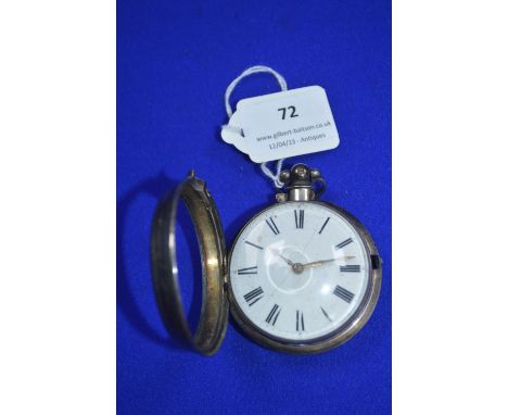 Silver Pair Case Pocket Watch with Fusee Movement by William Ash of Barnsley - Hallmarked Birmingham 1835 (working condition,