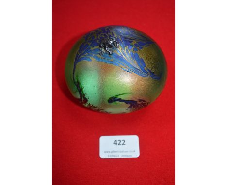 Ditchfield Glasform Paperweight with Single Silver Frog
