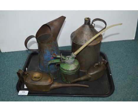 Five Vintage Oil Cans 