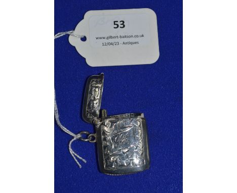 Hallmarked Sterling Silver Vesta Case - Birmingham 1910 