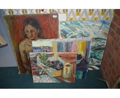 Seven Abstract Canvases by M. Goss 