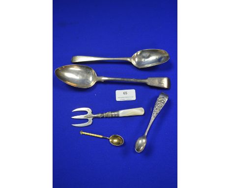 Hallmarked Sterling Silver Spoons, Sugar Tongs, etc. ~157g gross 