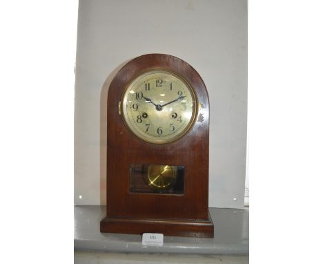 1930's mahogany Cased Mantel Clock (working condition with key) 