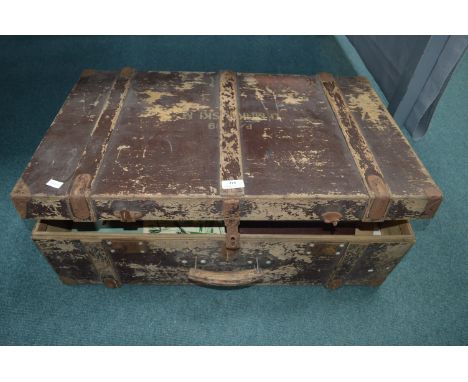 Wooden Travel Trunk Containing Polish Ephemera 