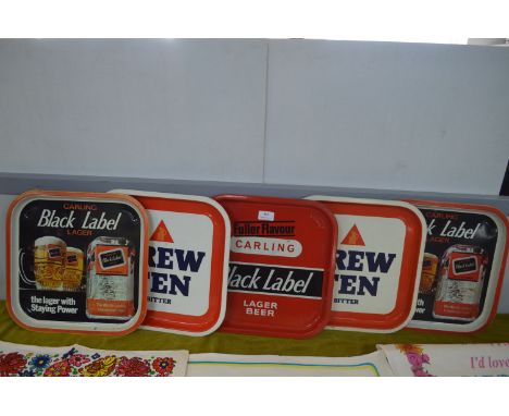 Five Vintage Pub Trays by Carling and Bass 