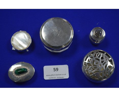 Hallmarked Sterling Silver Pill Boxes, etc. 