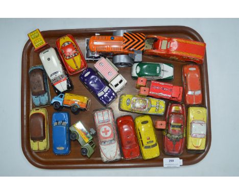Mixed 1950's and 60's Tinplate Vehicles by Glam Toy, Brimtoy, Argo, etc. 