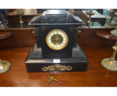 Victorian Slate Mantel Clock with Ormolu Detail 