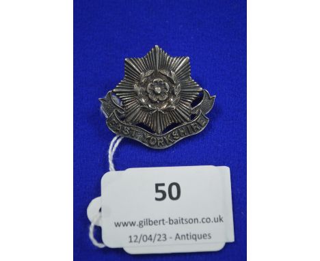 Hallmarked Silver East Yorkshire Regimental Badge - Birmingham 1915, ~7.3g gross 