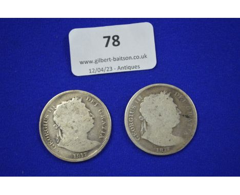 Two George III 1817 Silver Half Crowns 