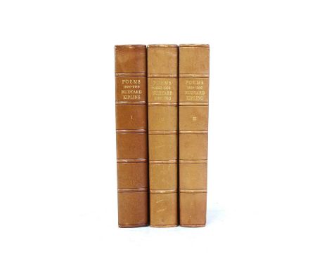 Rudyard Kipling Poems Signed Limited Edition: Poems 1886 – 1929. 3 Volumes. Macmillan, No. 236 of 525 copies, Baskerville fon