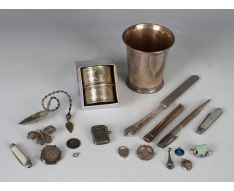 An early 19th century Austro-Hungarian silver beaker of slightly flared cylindrical form, on a reeded and ridged circular foo
