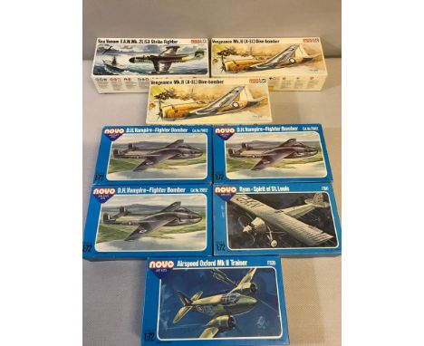 8 Frog 1:72 scale 1960's military aircraft models. complete and with boxes 