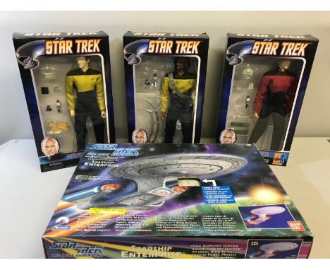 3 Dragon Star trek 1/6 scale action figures, "Data, Captain Picard & Worf. Together with Ban Dai Starship enterprise ship box