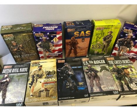 10 Elite Force 1/6 scale military action figures with boxes (UNCHECKED) 