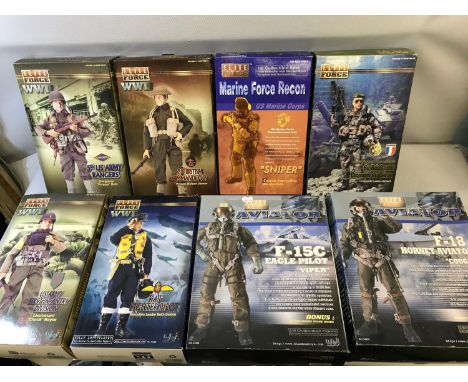 A Collection of 8 Elite Force WW2 1/6 scale action figures come in boxes, (Unchecked) 