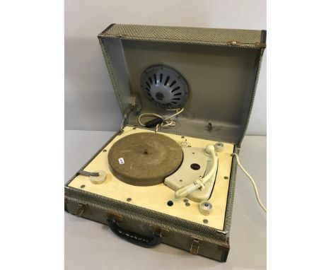 Vintage Stella portable 45Rpm record player. Has a fitted speaker to the top of the case 