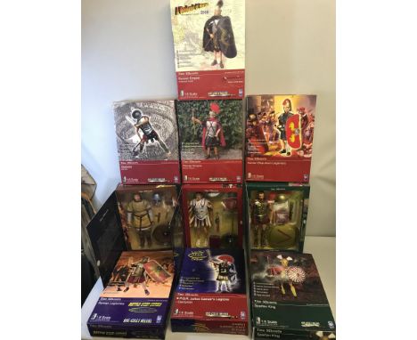 A Collection of 10 "Time Silhouette" 1/6 scale action figures which includes Romans, Gladiators, Spartan King & Viking. Unche