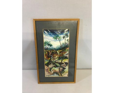 R.D.Joseph oil painting depicting a working creek scene, dated 1967. Measures 39x19cm art work 
