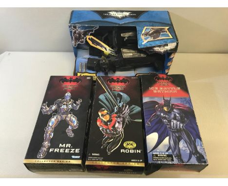3 Batman & Robin 1/6 scale action figures and The Dark knight Rises "The Bat" Ship. Boxed 