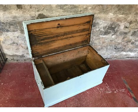 Pine painted 1920's travel trunk chest. Measures 54x100x52cm 