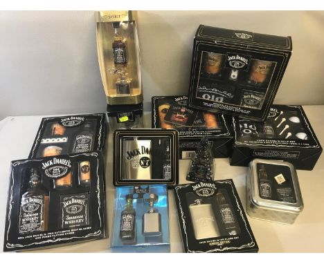 A Collection of Jack Daniels Tennessee Whiskey miniatures, quarter bottles, Hip flask sets, Poker sets and much more 