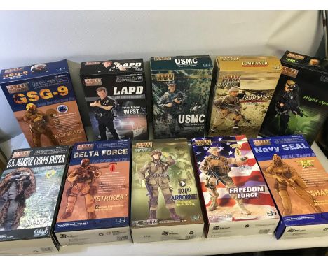 10 Elite Force 1/6 scale military action figures with boxes (UNCHECKED) 