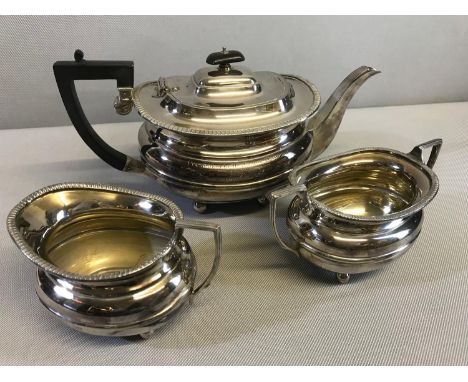 3 Piece EP tea service by Walker & Hall. 