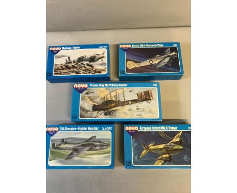 5 Frog 1:72 scale 1960's military aircraft models. complete and with boxes 