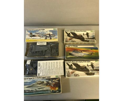 5 Frog 1:72 scale 1960's military aircraft models. complete and with boxes 