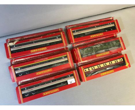 A lot of 6 Hornby OO guage models; 4x R.420 BR Mk.3a coach 2nd Class, R.419 BR Ex LNER Sleeping Car & R.409 BR Ex LNER Compos